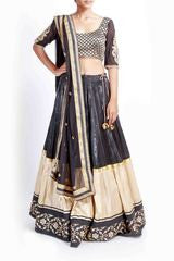 Tritiya Black and Gold Lehenga