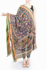 Uppada Hand Painted Floral Kalamkari Dupatta