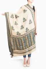 Uppada Hand Painted Bird Design Kalamkari Dupatta