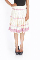 Uppada White & Pink Striped Skirt