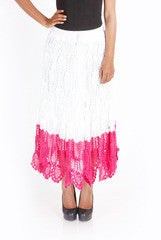 Uppada Pink & White Color Block Crochet Skirt