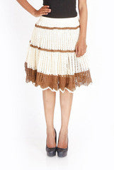 Uppada Brown & Beige Striped Crochet Skirt