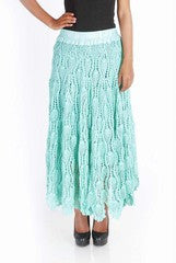 Uppada Green Crochet Long Skirt