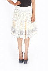Uppada Beige Crochet Short Skirt