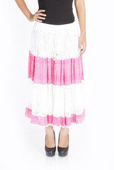 Uppada Pink & White Crochet Skirt