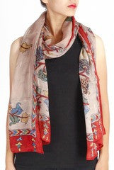 Uppada Silk Kalamkari Red Stole