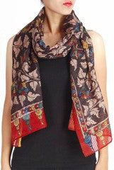 Uppada Silk Brown Kalamkari Stole