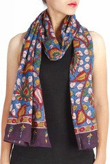 Uppada Blue Kalamkari Stole