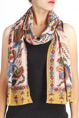 Uppada Khadi Cotton Beige Kalamkari Stole