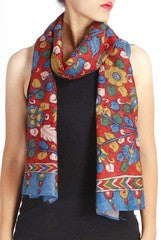 Uppada Khadi Cotton Kalamkari Red Stole