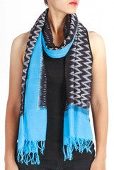 Uppada Black & Blue Cotton Ikat Stole