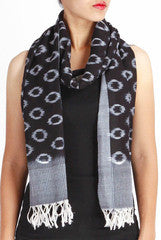 Uppada Black & Grey Ikat Stole