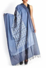 Uppada Blue & Grey Ikat Dupatta