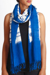 Uppada Blue & White Ikat Stole