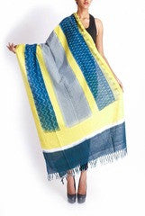 Uppada Green & Yellow Ikat Dupatta