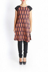 Uppada Brown & Black Ikat Kurta