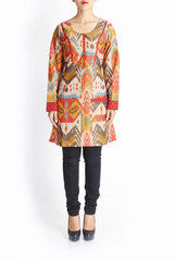 Uppada Multicolored Wide Neck Ikat Kurti