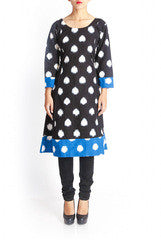 Uppada Black & Blue Ikat Kurta