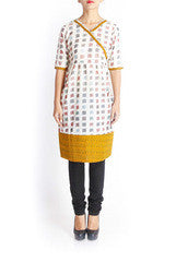 Uppada White Check Pattern Kurta