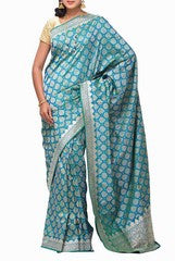 Uppada Blue Teal Handloom Silk  Saree