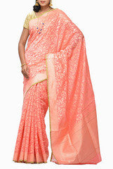 Uppada Pink Banaras Cotton Silk  Saree