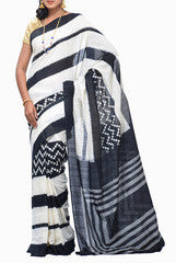 Uppada Ikat Zig-Zag Handloom Cotton  Saree