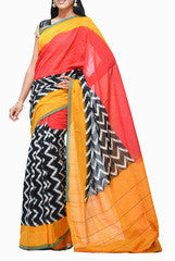 Uppada Multicolored Ikat Handloom Cotton  Saree