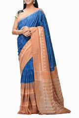 Uppada Blue and Cream Cotton Saree