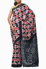 Uppada Ikat Black Talia Handloom Cotton  Saree