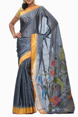 Uppada Grey Khadi Tussar  Saree
