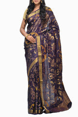 Uppada Indigo Handloom Silk  Saree