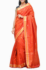 Uppada Orange Handloom Silk  Saree