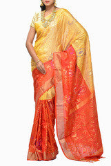Uppada Orange And Yellow Silk  Saree