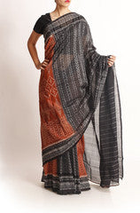 Uppada Brown and Black Pochampally Saree