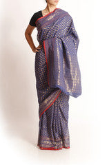 Uppada Dark Blue Banaras Cotton Saree