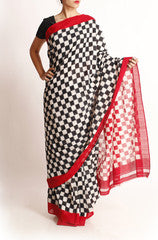 Uppada Black and Red Multicolor Saree
