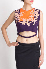 Vidhi Wadhwani Colour Purple Cutwork Crop Top
