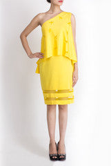 Vidhi Wadhwani Yellow One Shoulder Dress