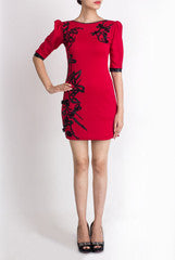 Vidhi Wadhwani Red Applique Dress