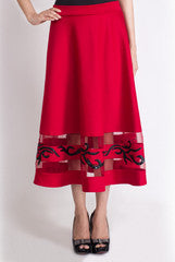 Vidhi Wadhwani Red Midi Skirt