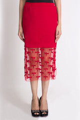 Vidhi Wadhwani Red Dragonfly Applique Skirt