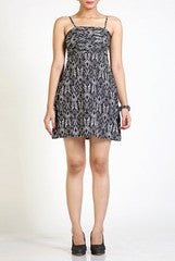 Vivacious In Vogue Abstract Print Monochrome Dress