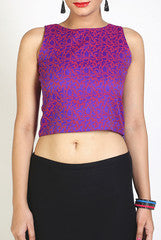 Vivacious In Vogue Purple Motif Crop Top