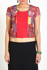Vivacious In Vogue Printed Red Crop Top