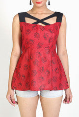 Vivacious In Vogue Rose Peplum Top