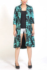 Vivacious In Vogue Buddha Printed Green Jacket