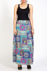 Vivacious In Vogue Purple and Blue Printed Skirt