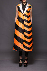 Vijay Balhara Black & Orange Stripe Coat