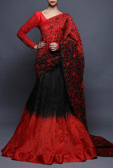 Vijay Balhara Red and Black Lehenga Saree