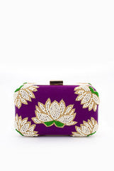 Egg Plant Pearl Lotus Clutch